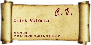 Czink Valéria névjegykártya